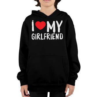 Mens I Love My Girlfriend Gf Red Heart Love Funny Valentine Youth Hoodie - Seseable