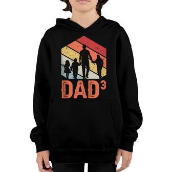 Mens Retro Vintage Dad High 3 Triple Dad Fathers Day 3 Kids Youth Hoodie - Thegiftio UK