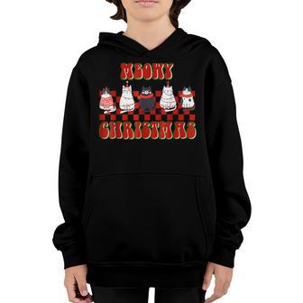 Meowy Catmas Cat Christmas Retro Xmas Girls Boys Funny Santa Youth Hoodie - Thegiftio UK