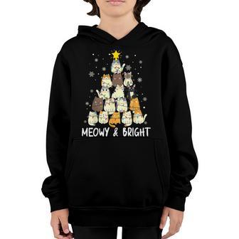 Meowy Catmas Cat Christmas Tree Xmas Girls Boys Funny Santa V2 Youth Hoodie - Thegiftio UK