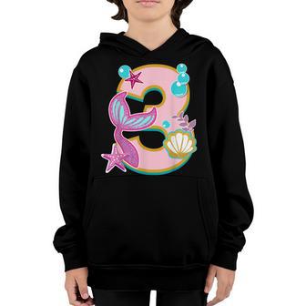 Mermaid Birthday Girl 3 Year Old Its My 3Rd Bday Mermaid V2 Youth Hoodie - Thegiftio UK