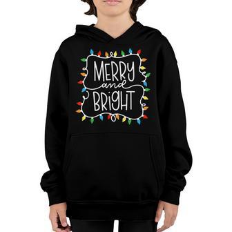 Merry And Bright Christmas Women Girls Kids Toddlers Cute Youth Hoodie - Thegiftio UK