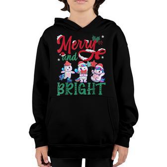 Merry And Bright Cute Unicorn Girls Christmas Funny Xmas Youth Hoodie - Thegiftio UK