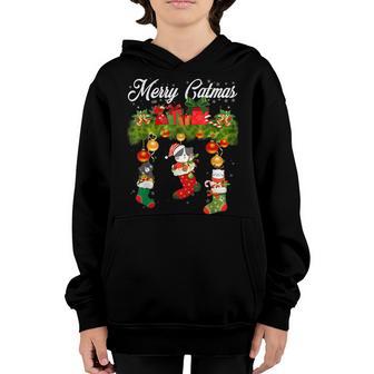 Merry Catmas Christmas Cute Cats In Socks Cat Lover Kids Youth Hoodie - Thegiftio UK