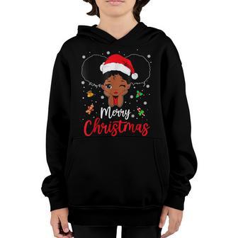 Merry Christmas Afro Girl Xmas African American Ornaments Youth Hoodie - Thegiftio UK