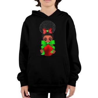 Merry Christmas Black Girl Cute Afro African American Kids Youth Hoodie - Thegiftio UK