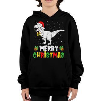 Merry Christmas Boys Toddler T Rex Dinosaur Youth Hoodie - Thegiftio UK