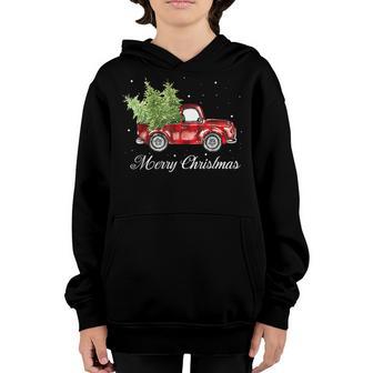 Merry Christmas Buffalo Truck Tree Red Plaid Men Women Kids V2 Youth Hoodie - Thegiftio UK