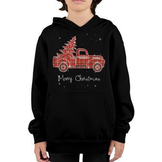 Merry Christmas Buffalo Truck Tree Red Plaid Men Women Kids V3 Youth Hoodie - Thegiftio UK