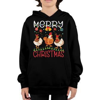 Merry Christmas Chicken Lights Santa Hat Xmas Kids Men Women Youth Hoodie - Thegiftio UK
