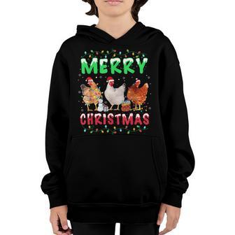 Merry Christmas Chicken Santa Hat Lights Xmas Kid Men Women Youth Hoodie - Thegiftio UK