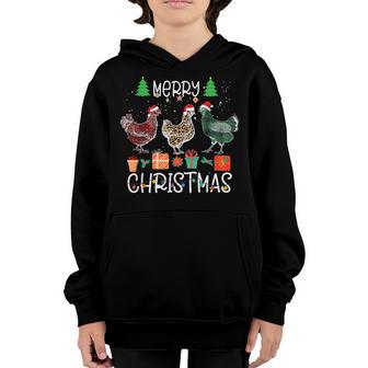 Merry Christmas Chicken Santa Hat Lights Xmas Men Women Kids Youth Hoodie - Thegiftio UK