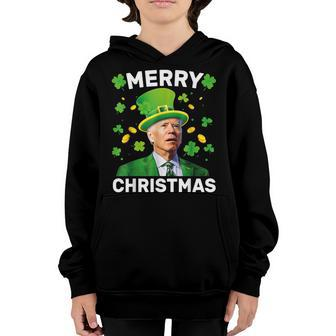 Merry Christmas Confused Funny Joe Biden St Patricks Day Youth Hoodie - Seseable