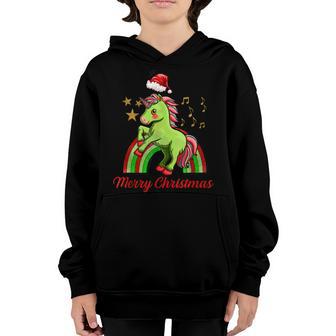 Merry Christmas Cute Unicorn Retro Rainbow Xmas Girls Women Youth Hoodie - Thegiftio UK