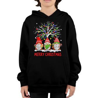 Merry Christmas Gnome Tree Lights Funny Girls Boys Kids Youth Hoodie - Thegiftio UK