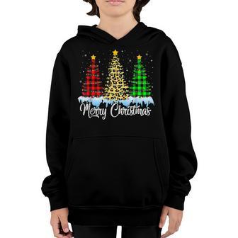 Merry Christmas Leopard Buffalo Red Plaid For Men Women Kids V7 Youth Hoodie - Thegiftio UK