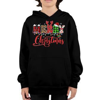 Merry Christmas Leopard Buffalo Red Plaid Kids Men Women V4 Youth Hoodie - Thegiftio UK