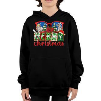 Merry Christmas Sunglasses Cute Donkey Kids Boys Girls Xmas Youth Hoodie - Thegiftio UK