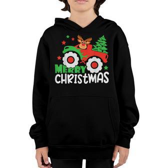 Merry Christmas Tree Ruphdol Reindeer Monster Truck Kids Youth Hoodie - Thegiftio UK