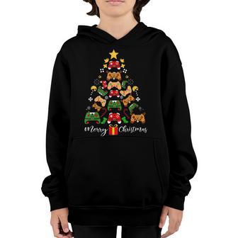 Merry Christmas Video Game Controller Xmas Tree Family Pjs V2 Youth Hoodie - Thegiftio UK