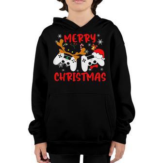 Merry Christmas Video Games Santa Reindeer Funny Youth Hoodie - Thegiftio UK