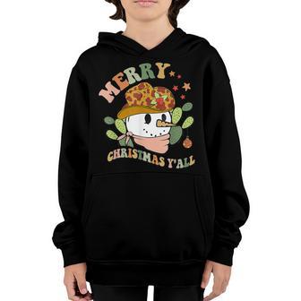 Merry Christmas Yall Cowboy Christmas Snowman Howdy Xmas Youth Hoodie - Thegiftio UK