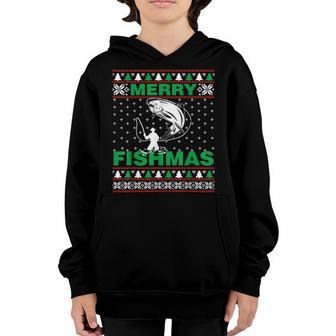 Merry Fishmas Funny Fishing Ugly Christmas Sweater Boys Men Youth Hoodie - Thegiftio UK