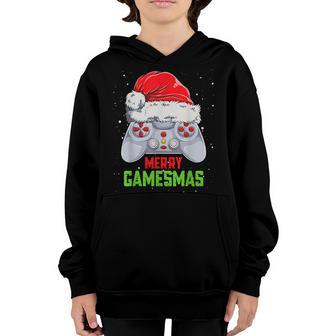 Merry Gamesmas Funny Christmas Video Gamer Boys Girls Kids V2 Youth Hoodie - Thegiftio UK