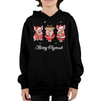 Merry Pigmas Funny Pig Merry Christmas For Girls Pig Lover Youth Hoodie - Thegiftio UK