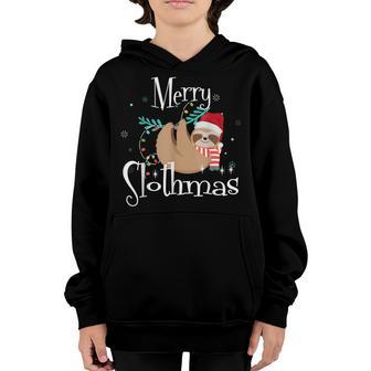 Merry Slothmas Cute Sloth Christmas Pajama Women Girl Kids V6 Youth Hoodie - Thegiftio UK