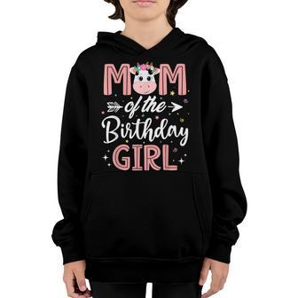 Mom Of The Birthday Girl Cow Farm Birthday Party Mommy Mama Youth Hoodie - Thegiftio UK
