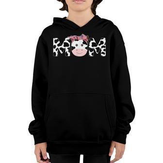 Mom Of The Birthday Mother Girl Cow Farm Cow Mommy 1St Youth Hoodie - Thegiftio UK