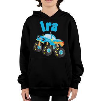 Monster Truck - Ira Personalized Boys Name Truck Design Youth Hoodie - Thegiftio UK