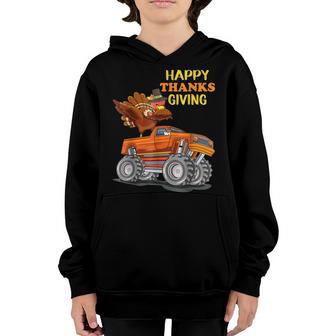 Monster Truck Turkey Trex Dinosaur Happy Thanksgiving Boys Youth Hoodie - Thegiftio UK