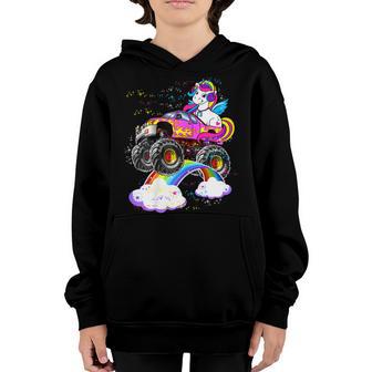 Monster Truck Unicorn Girls Birthday Party Truck Gift Youth Hoodie - Thegiftio UK