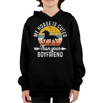 My Horse Is Cuter Than Your Boyfriend Funny Horse Lover Gift Youth Hoodie - Thegiftio UK