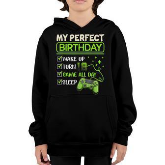 My Perfect Day Video Games Gaming Gifts 12Th Birthday Boys Youth Hoodie - Thegiftio UK