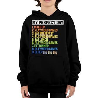 My Perfect Day Video GamesHumorous For Video Game Lovers Youth Hoodie - Thegiftio UK
