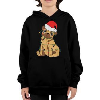 My Santa Pug Christmas Tree Light Xmas Boys Pugmas Youth Hoodie - Thegiftio UK