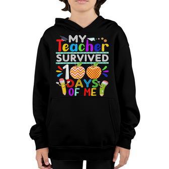 My Teacher Survived 100 Days Of Me Happy 100Th Day Of School Youth Hoodie - Thegiftio UK