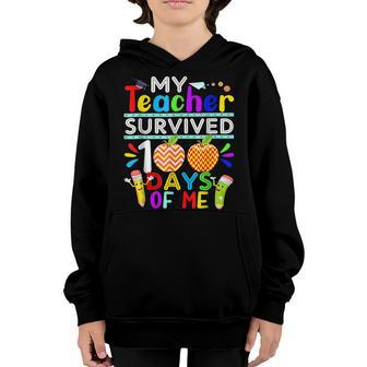 My Teacher Survived 100 Days Of Me Happy 100Th Day Of School Youth Hoodie - Seseable