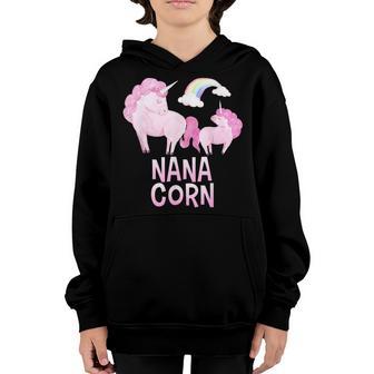 Nana Corn Unicorn Girl Baby Shower Grandma Youth Hoodie - Thegiftio UK