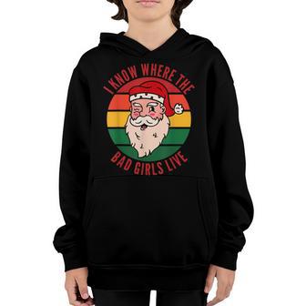Naughty Christmas Bad Santa Girls Funny Inappropriate Gift Youth Hoodie - Thegiftio UK