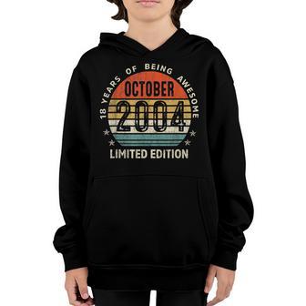October 2004 18 Year Old Gifts Men Boy Vintage 18Th Birthday Youth Hoodie - Thegiftio UK