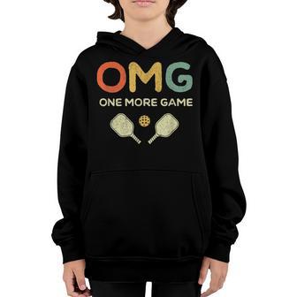 One More Game Omg Retro Funny Pickleball Lover Pickle Ball Youth Hoodie - Thegiftio UK