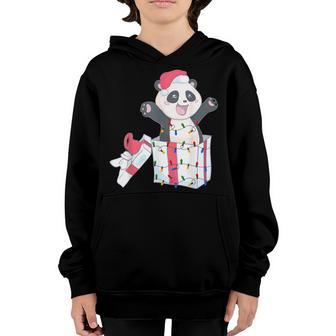 Panda Christmas Tree Light Santa Xmas Kids Boy Girl Pajamas Youth Hoodie - Thegiftio UK