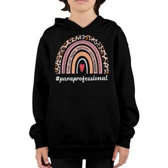 Paraprofessional Life Boho Leopard Rainbow Back To School V2 Youth Hoodie - Thegiftio UK