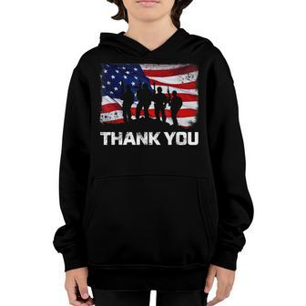 Patriotic T For Men Women Kids Thank You American Flag Youth Hoodie - Seseable