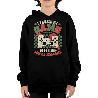 Paused My Game To Be Here Ugly Christmas Video Gamer Youth Hoodie - Thegiftio UK