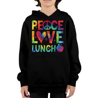 Peace Love Lunch Lady Retro Groovy Lunch Lady Back To School Youth Hoodie - Thegiftio UK